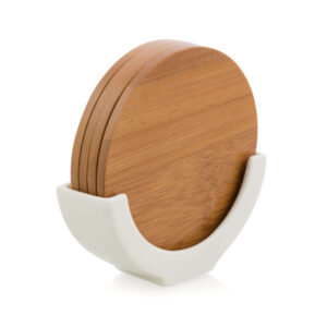 Juego de 4 Salvamanteles de Madera con Soporte