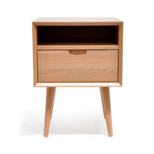Mesita de Noche de Madera con Cajón y Hueco