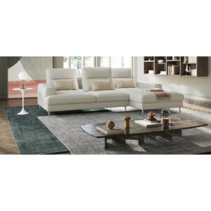 Sofá 3 plazas con chaise longue en tejido claro