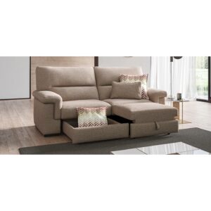 Sofá 2 plazas con chaise longue y arcón extraíble