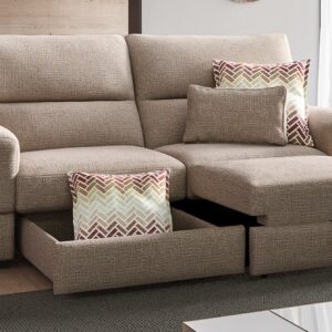 Sofá 2 plazas con chaise longue y arcón extraíble — ambientado